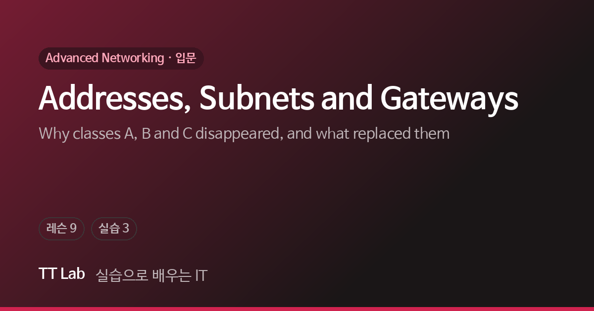 Addresses, Subnets and Gateways — TT Lab