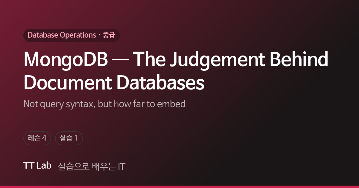 MongoDB — The Judgement Behind Document Databases — TT Lab