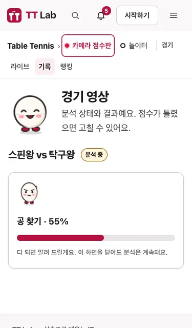 분석 중 화면 — 단계와 진행률